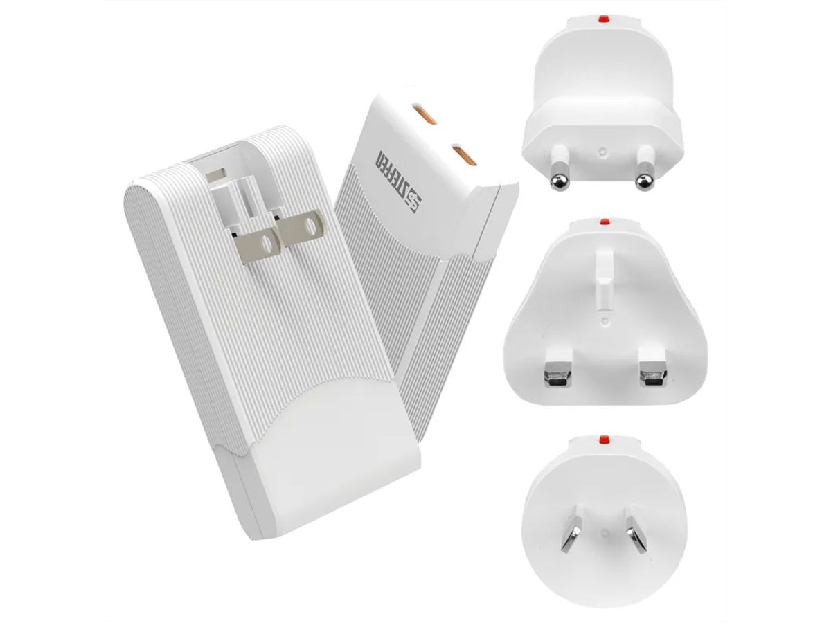 Steffen Adaptateur World PD 65W, 2xUSB-C, max. 5A blanc
