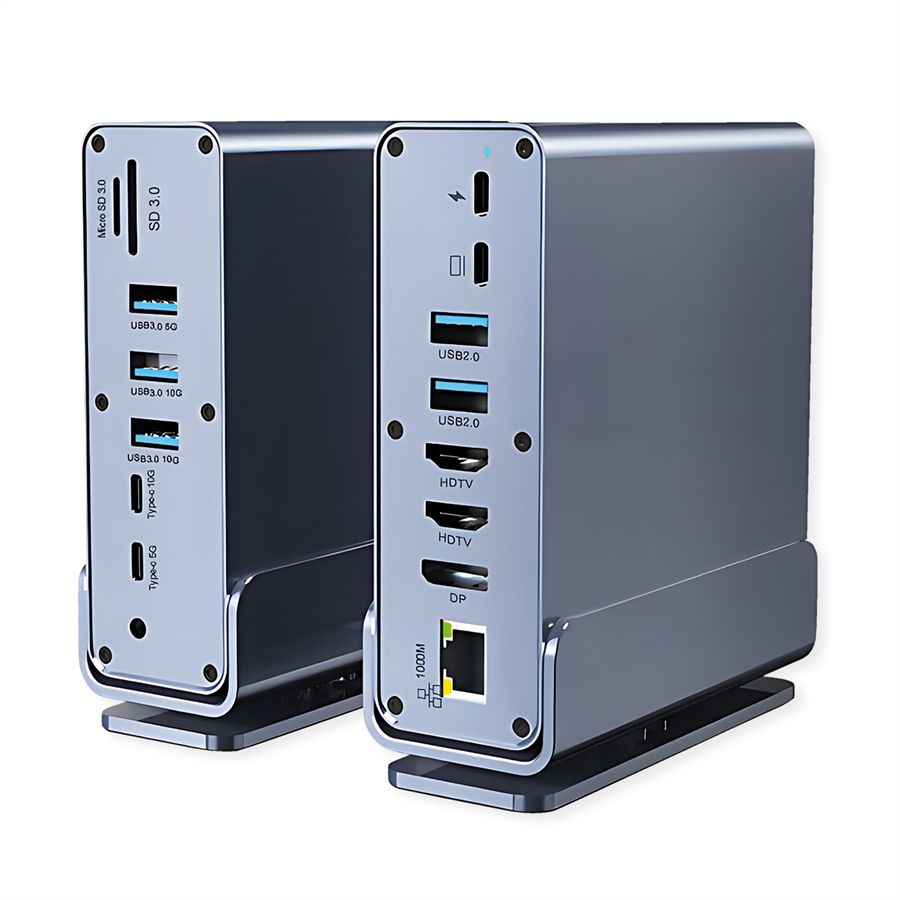 VALUE USB-C Docking Station 16in1, HDMI/DP 4K60, Gigabit Ethernet, USB-A, USB-C, PD, SD/microSD, Audio