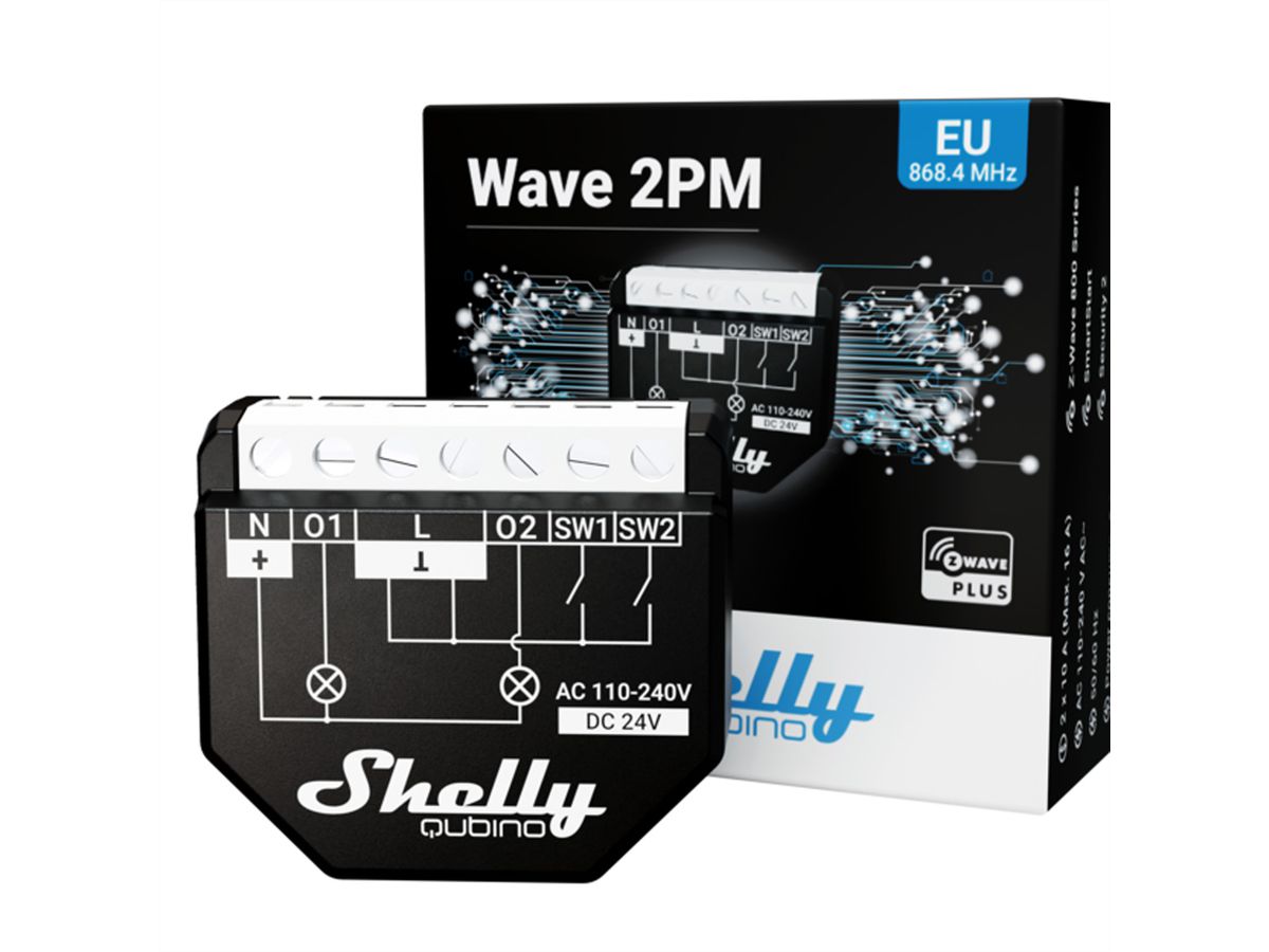 Shelly  Actionneur de commutation Qubino Wave 2PM