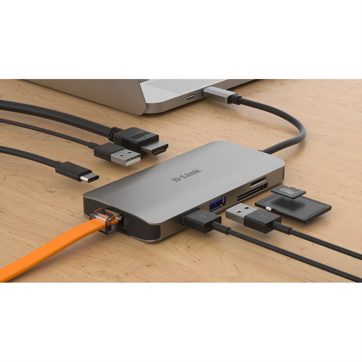 D-LINK DUB-M810 Hub USB‑C 8‑en‑1 avec HDMI/Ethernet/lecteur de carte/alimentation