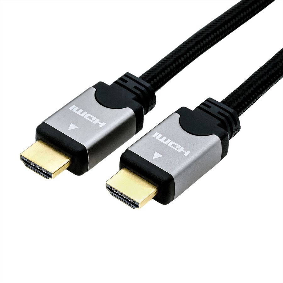 ROLINE HDMI High Speed Kabel mit Ethernet, ST-ST, schwarz / silber, 1 m
