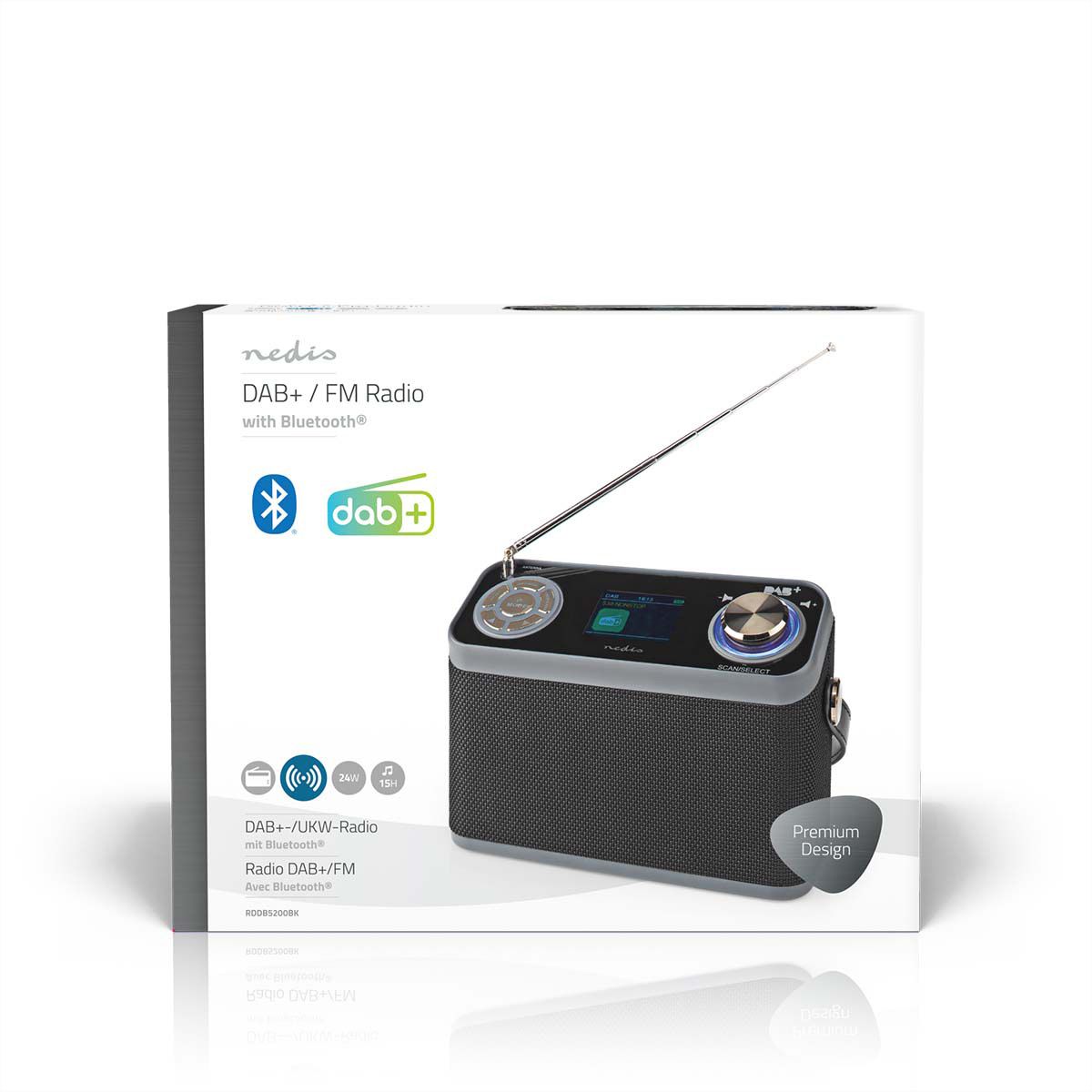 Nedis DAB+ Radio Tischradio, schwarz, Bluetooth, Akku