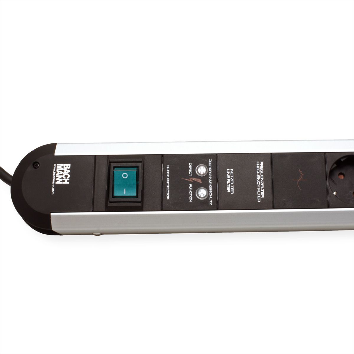 BACHMANN Multiprise Primo 9x protection totale appareil et interrupteur, Chargeur USB 60W 1xABD 0,2m GST18 INOX, 1,75 m