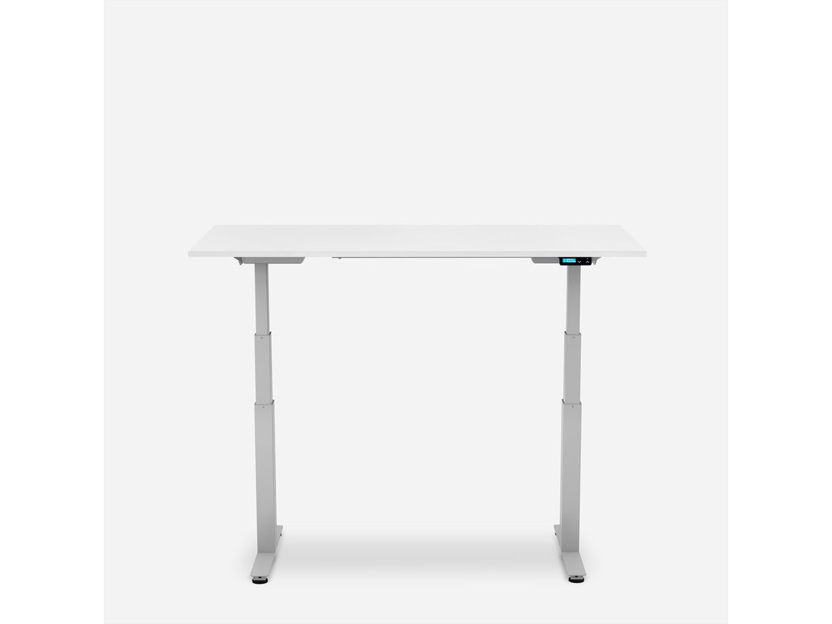 WRK21 Schreibtisch Work 140 x 80 cm, Höhenverstellbar, Weiss Uni / Grau