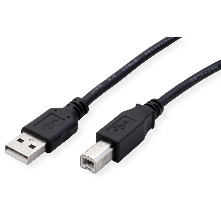 ROLINE RM Câble USB 2.0, type A-B, noir, 0,8 m