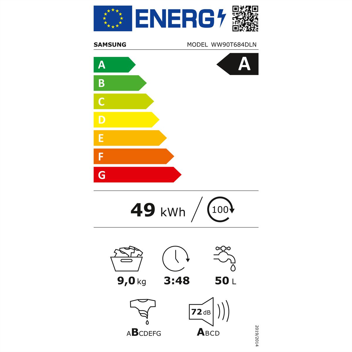 Samsung lave-linge WW5000C, 9kg, A