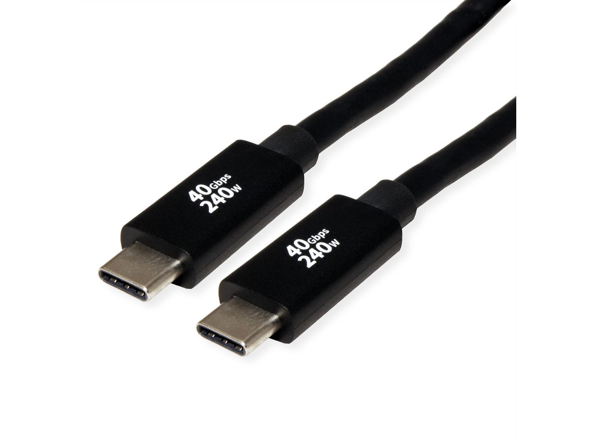 ROLINE Câble USB4 Gen3x2, C–C, M/M, 8K UHD-2, 40Gbit/s, 240W, noir, 2 m