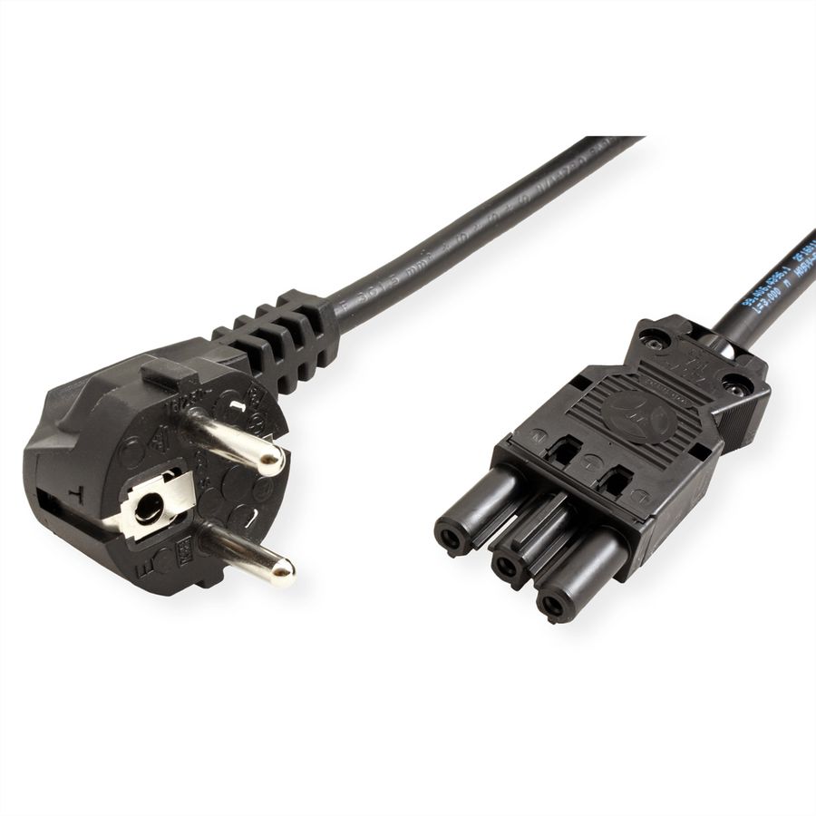 BACHMANN Gerätezuleitung Schutzkontakt/Gerätekupplung GST18-3, halogenfrei, schwarz, 5 m