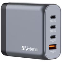 Verbatim GaN 4 Port Charger 140W, 3x USB-C, 1x USB-A, EU+UK Adapter