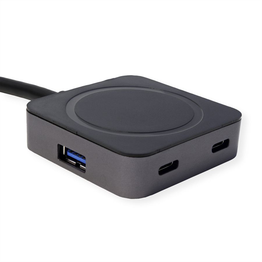 VALUE USB 3.2 Gen 1 Hub, 4 Ports (2x USB-A + 2x USB-C), mit Verlängerungskabel, schwarz, 10 m