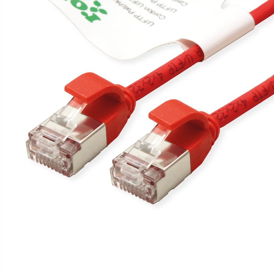 ROLINE GREEN U/FTP Patchkabel Cat.6A (Class EA), LSOH, slim, rot, 2 m