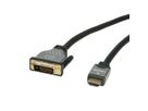 ROLINE Monitorkabel DVI (24+1) - HDMI, ST/ST, schwarz / silber, 7,5 m