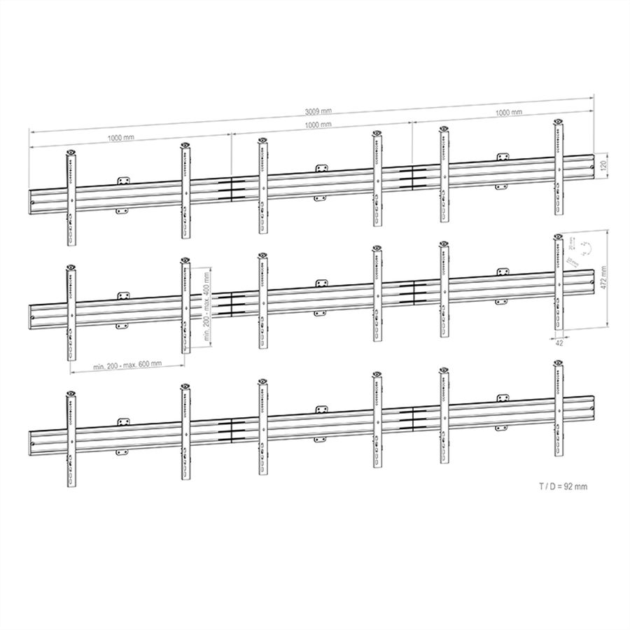 Hagor Support mural CPS Videowall W3x3L 46-55