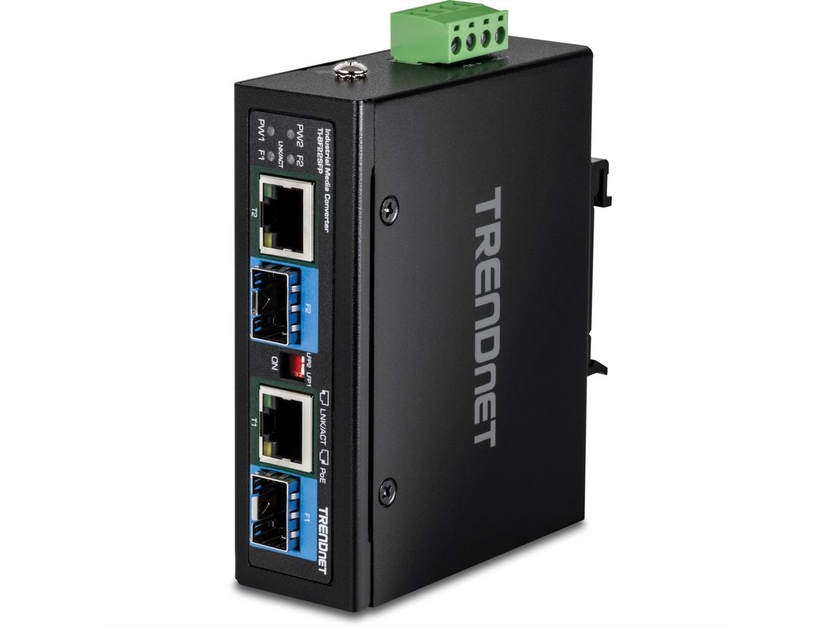 TRENDnet TI-BF22SFP Medien Konverter, 2-Port Industrial SFP zu Gigabit PoE++