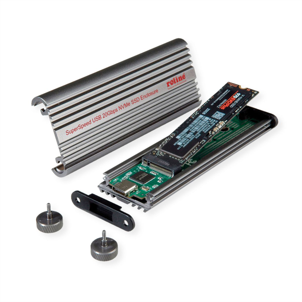 ROLINE Externes SSD-Gehäuse, M.2, NVMe zu USB 3.2 Gen 2x2 Typ C