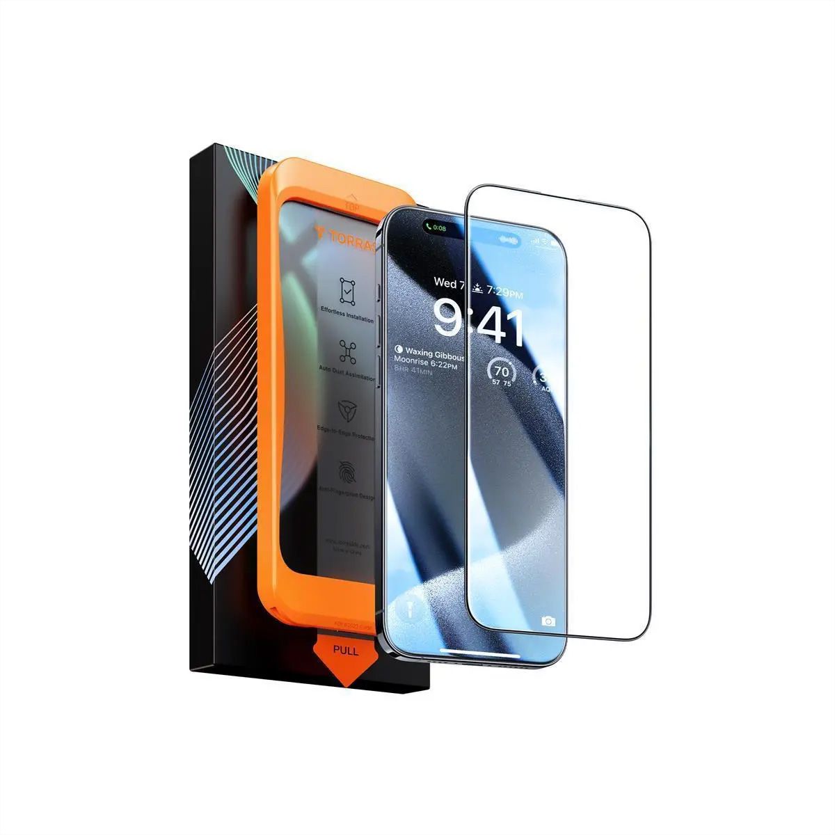 Torras Displayschutz Install Master, iPhone 15, transparent