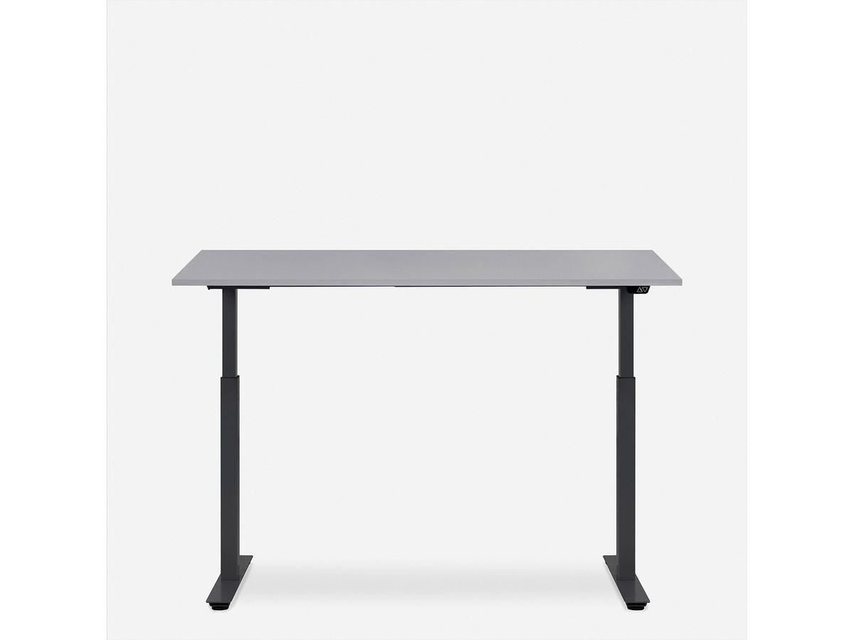 WRK21 Schreibtisch Smart 100 x 60 cm, Höhenverstellbar, Grau Uni / Schwarz