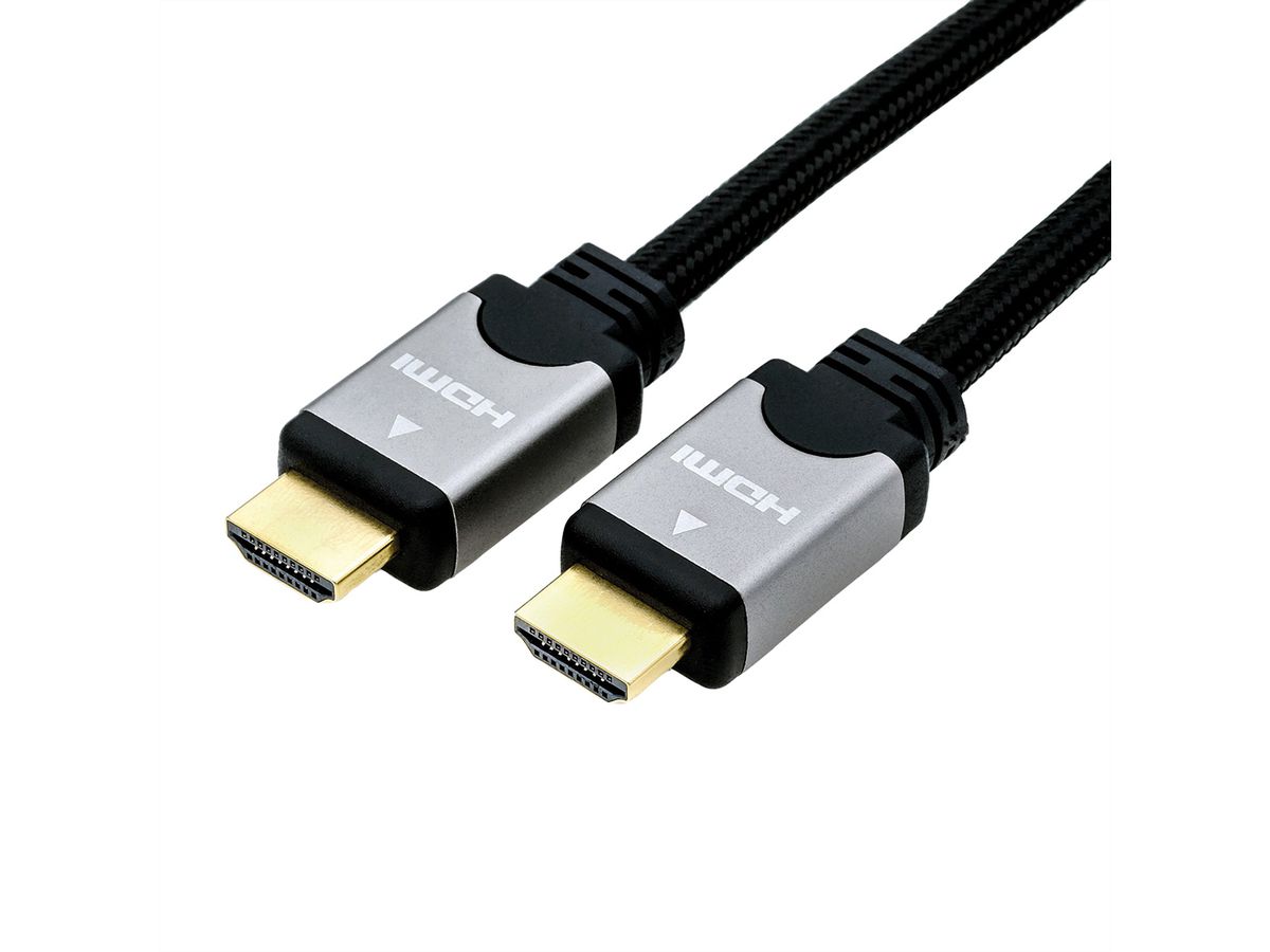 ROLINE HDMI High Speed Kabel mit Ethernet, ST-ST, schwarz / silber, 10 m