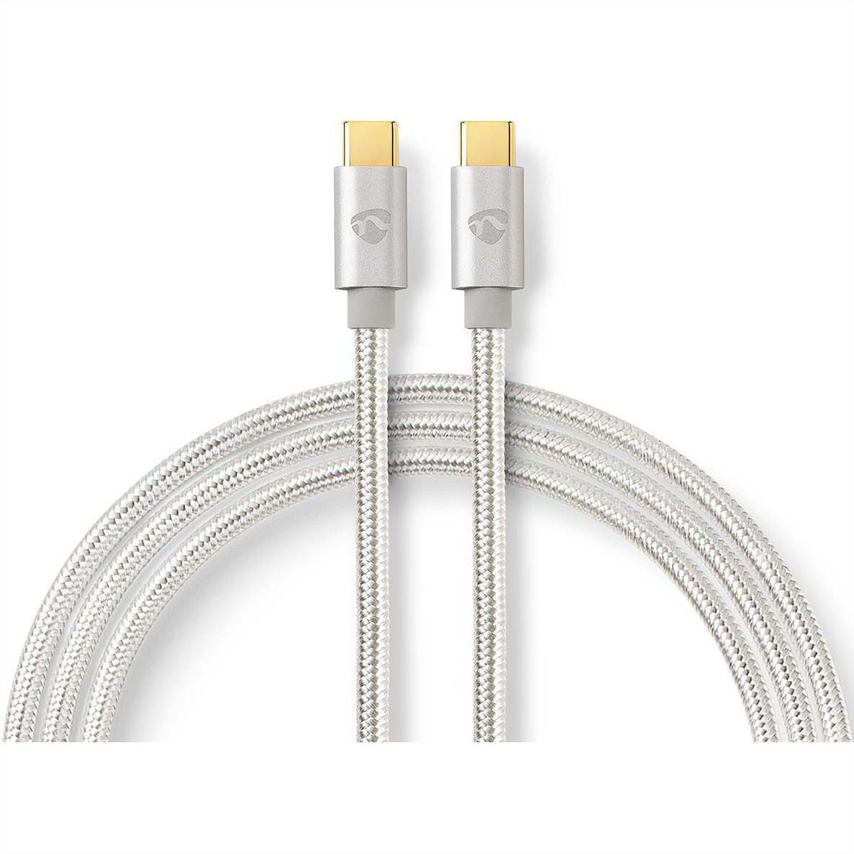 Nedis Câble USB 2.0, Type C-C, M/M, 100W, argent, 1m