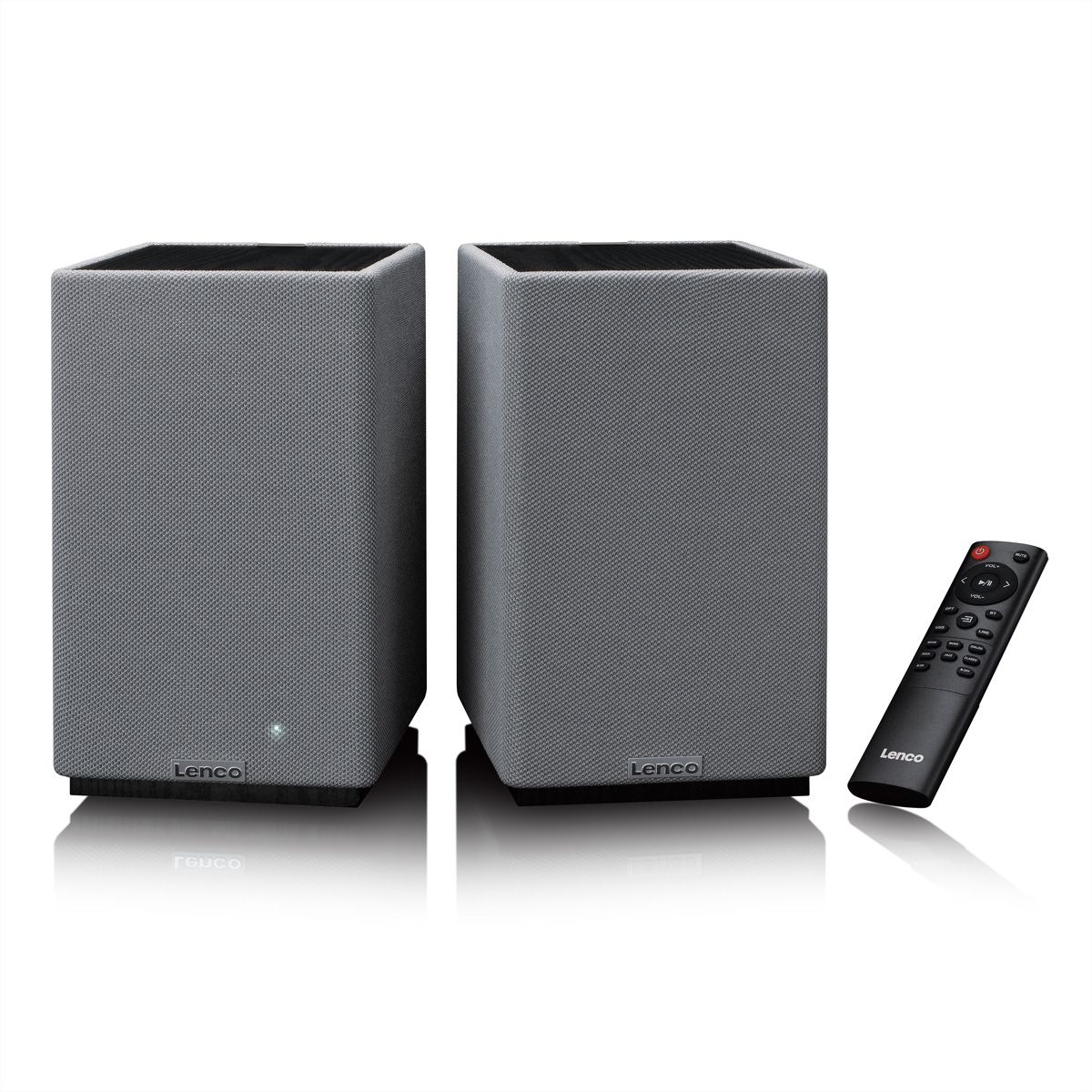 Lenco Aktiv Lautsprecher, 2x40W, Wood,, BT, opt.In, USB, AUX, SUB-Out, IR-FB.