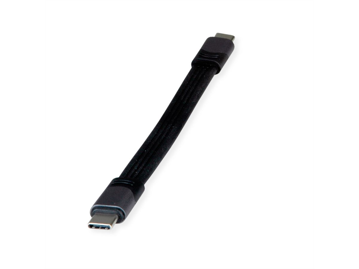 ROLINE Câble USB4 Gen3x2, C-C, M/M, 8K UHD-2, 40Gbit/s, 100W, plat, noir, 15 cm