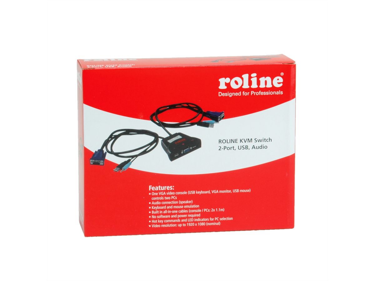 ROLINE Commutateur 'Star', 1 Util. - 2 PCs, USB, audio