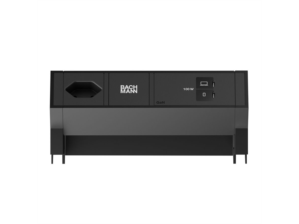 BACHMANN DESK2 1xCH 90° 1xUSB C/C 100W, L=0,2m RAL9005