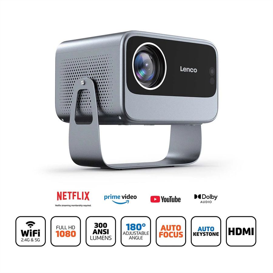 Lenco LPJ-960SI Full HD 1080p LCD-Projektor mit WLAN, , Silber