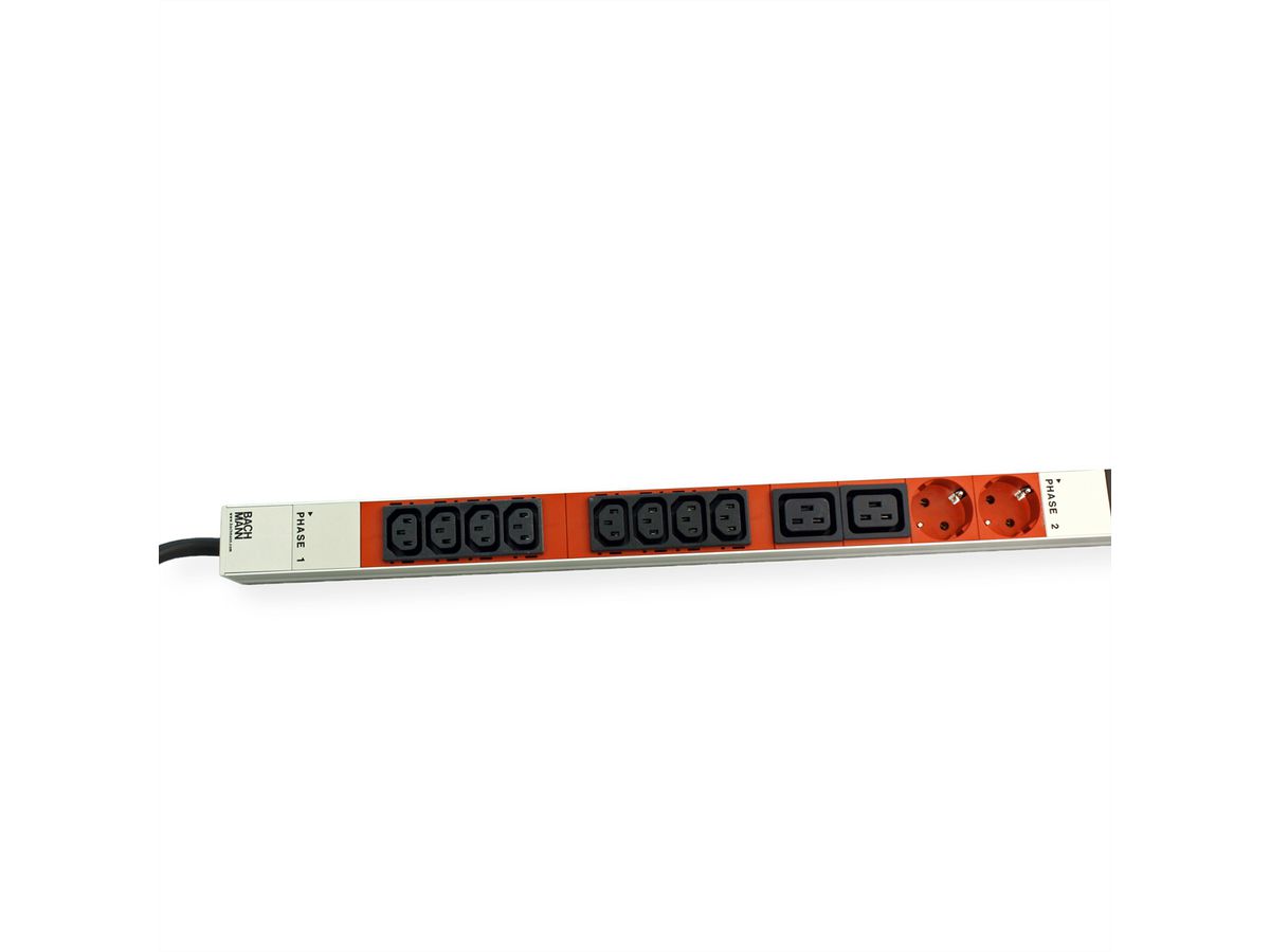 BACHMANN IT PDU ALU 1HE 24x C13 6x C19 CEE 3x16A rot