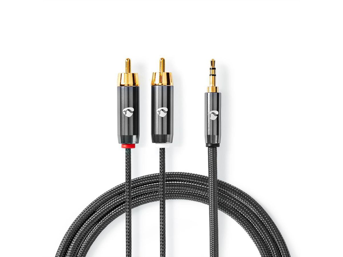 Nedis Stereo-Audiokabel, 1x Klinken ST, 2x Cinch ST, grau, 2 m