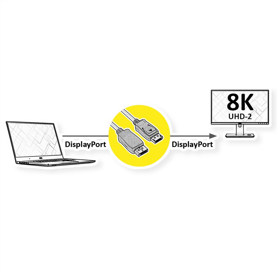 ROLINE DisplayPort Kabel, v2.0, DP ST - ST, schwarz, 1 m