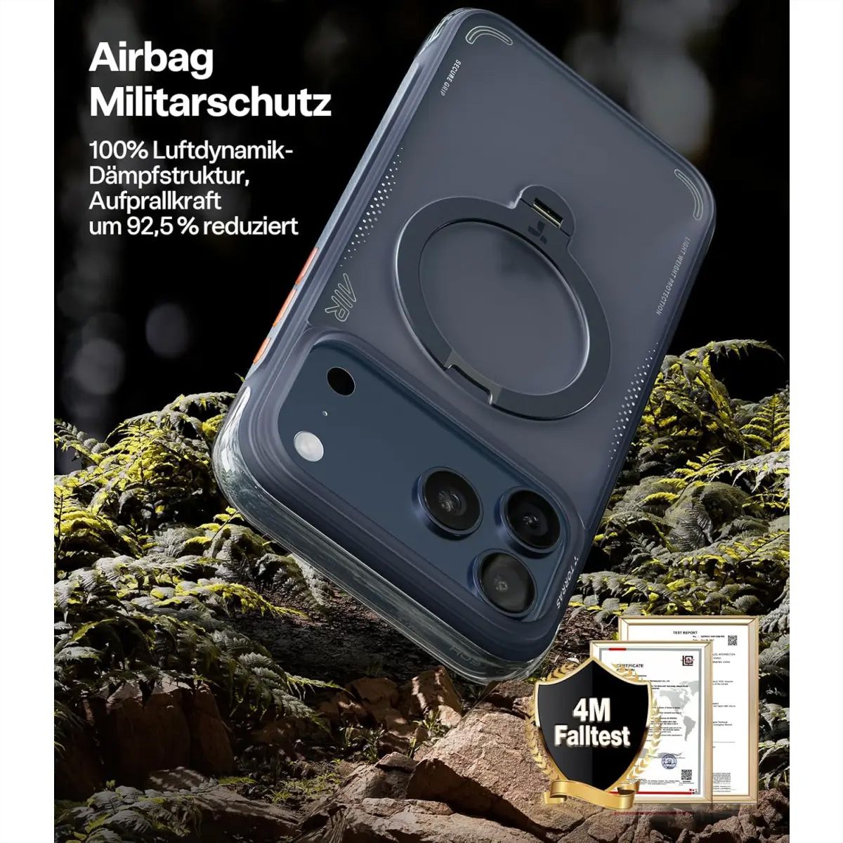 Torras Ostand Q3 Air Case, iPhone 17 Pro, MagSafe, bleu