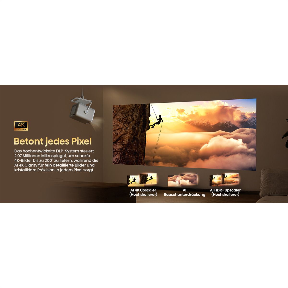 Hisense Laser Beamer M2-Pro , 65"-200", 1300AL, 4K