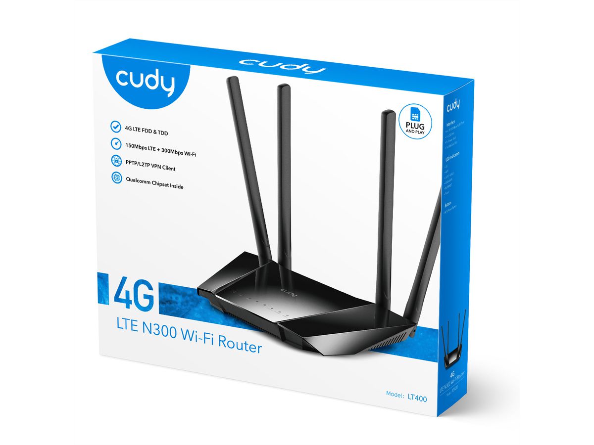 CUDY LT400 N300 Routeur WiFi 4G LTE, Cat4