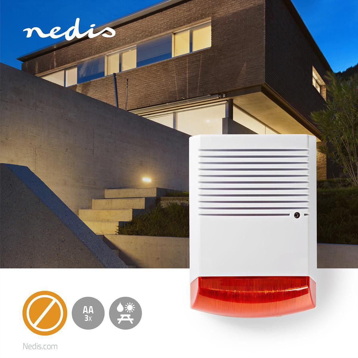 Nedis Dummy Sicherheits Sirene, IP44, Weiss