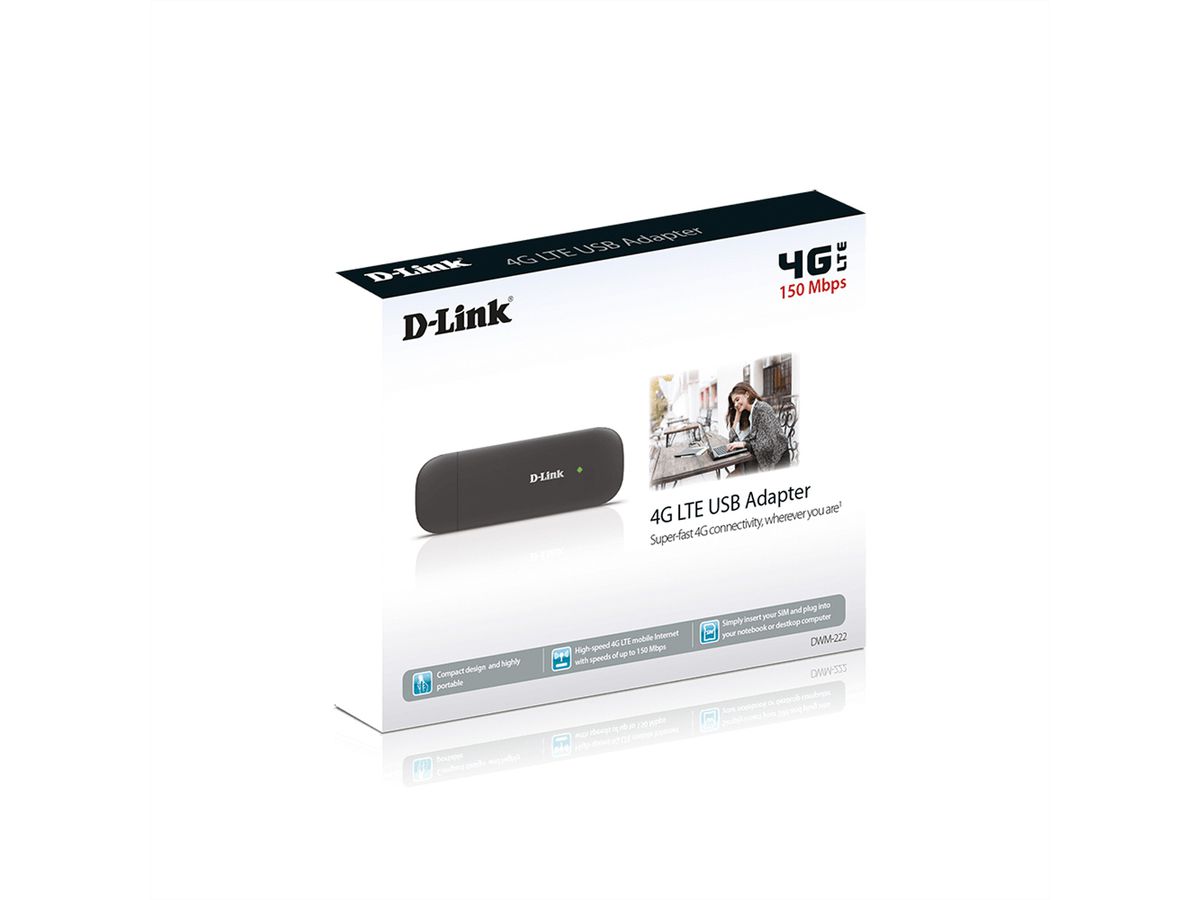 D-Link Adaptateur USB DWM-222/R, 150MBit LTE USB Stick, LTE Cat.4