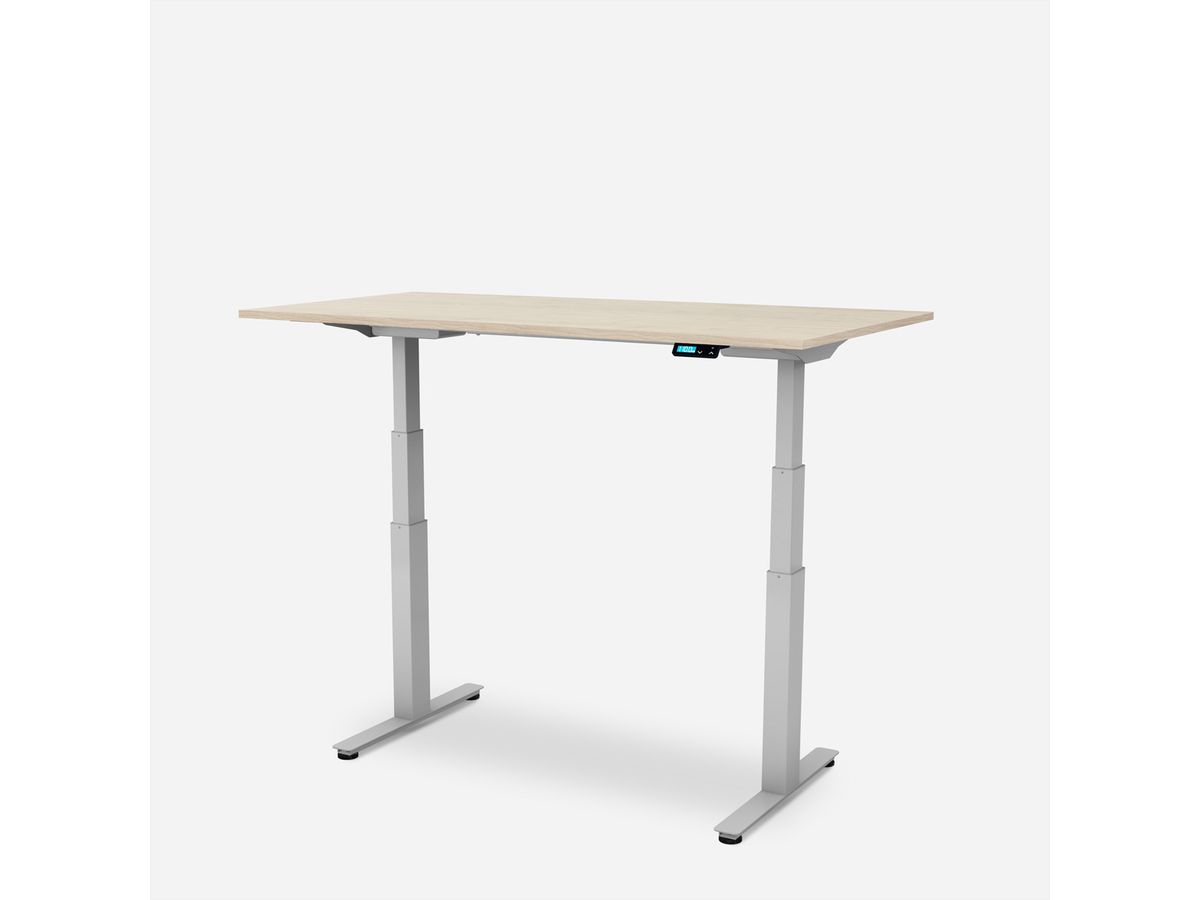 WRK21 Bureau Work 180 x 80 cm, Hauteur réglable, Mandal érable / Gris