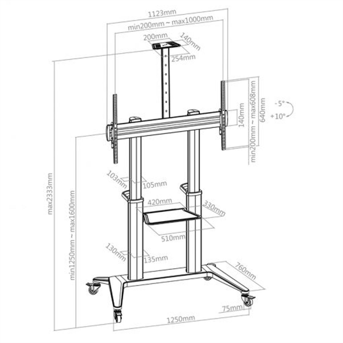Hagor mobiles StandsystemBrackIT Stand HD XXL, mobiles Standsystem, schwarz