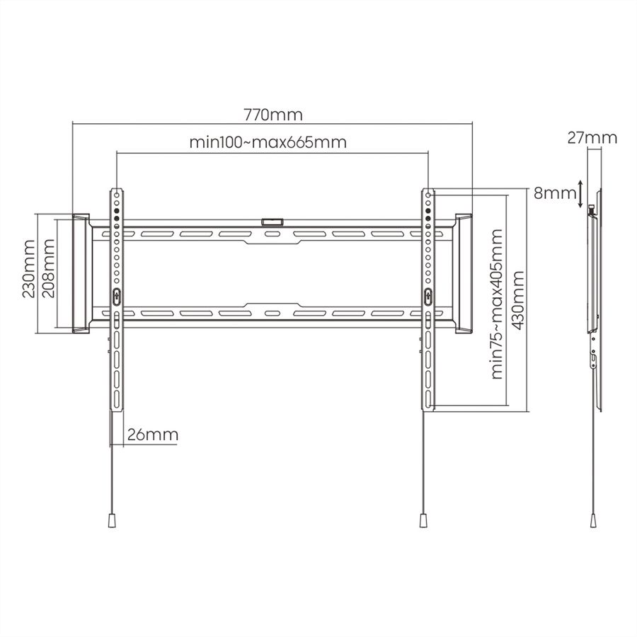 VALUE Support mural pour écran, 37–80 pouces, jusqu'à 75 kg