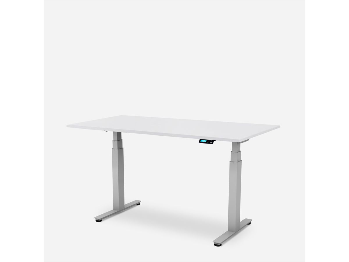 WRK21 Schreibtisch Work 140 x 80 cm, Höhenverstellbar, Weiss Uni / Grau