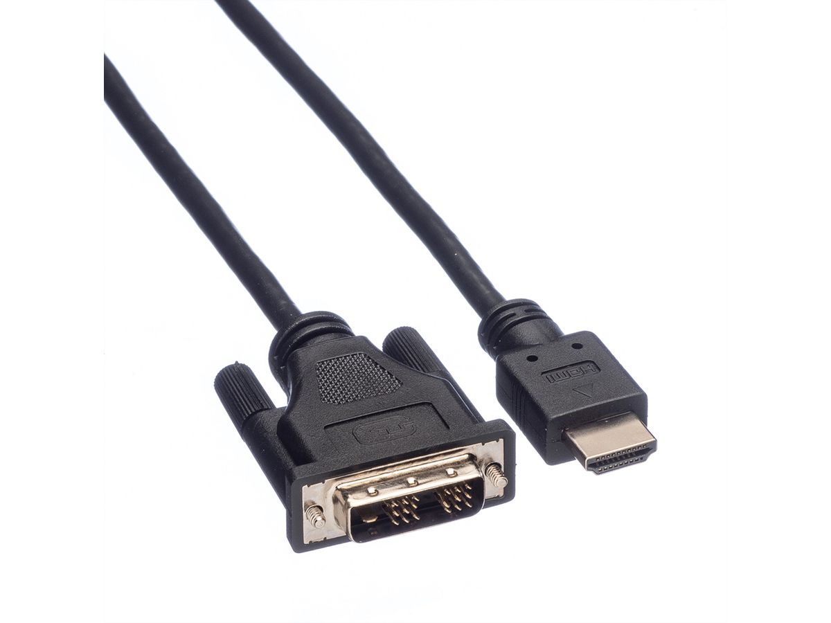 ROLINE Câble de raccordement pour écran DVI (18+1) M /HDMI M, noir, 3 m