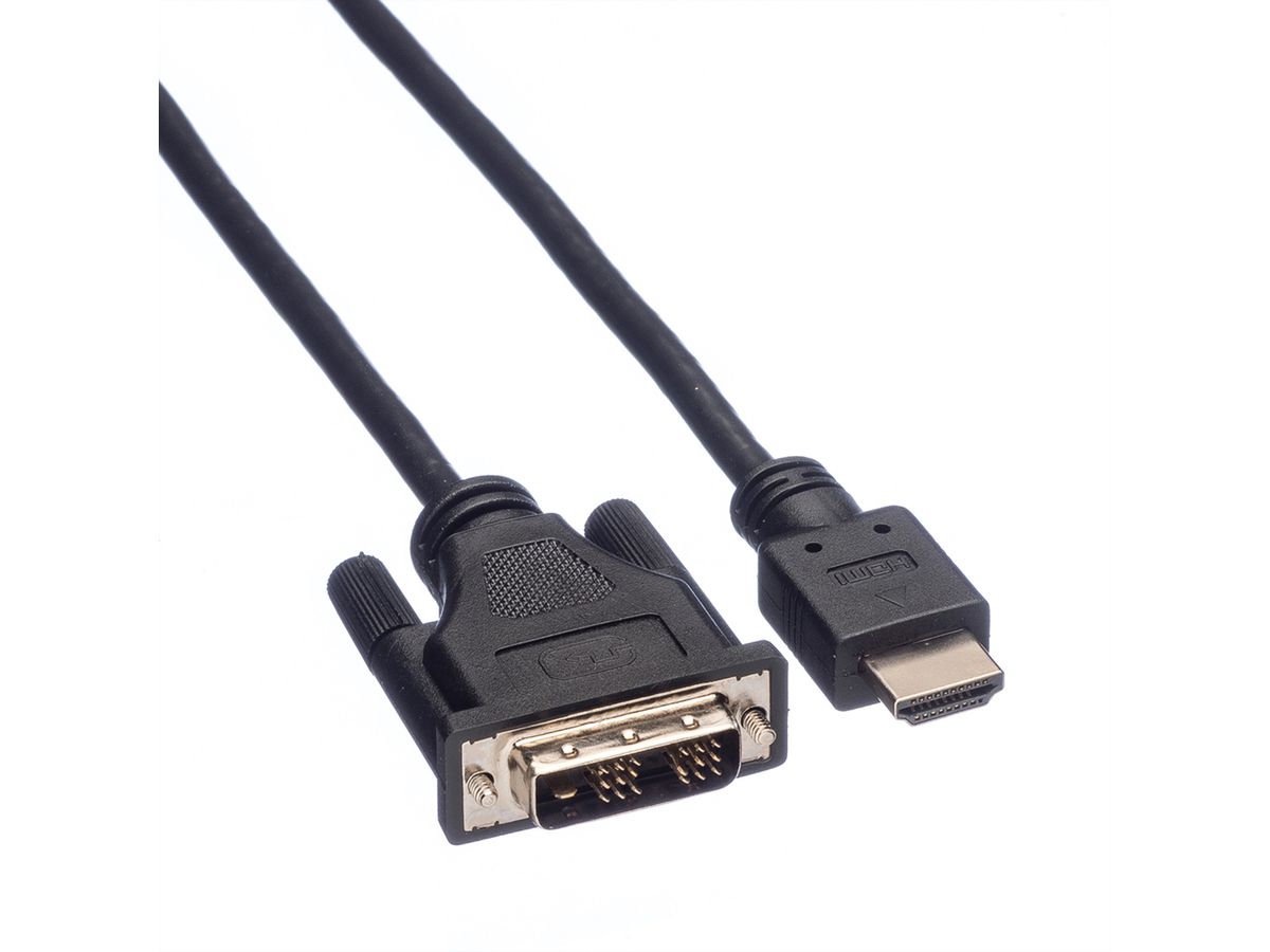 ROLINE Câble de raccordement pour écran DVI (18+1) M /HDMI M, noir, 2 m