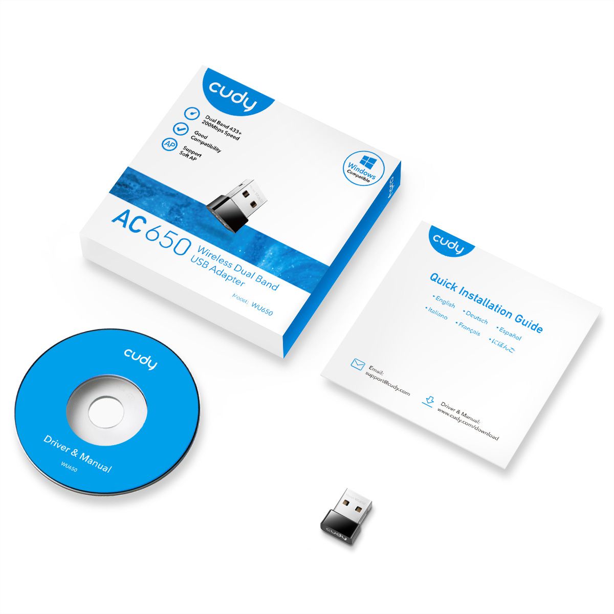 CUDY WU650 AC650 Adaptateur WiFi Mini USB