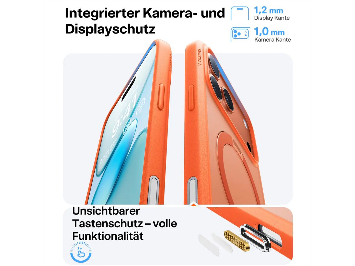Torras Ostand 360° Case, iPhone 17 Pro, MagSafe, orange