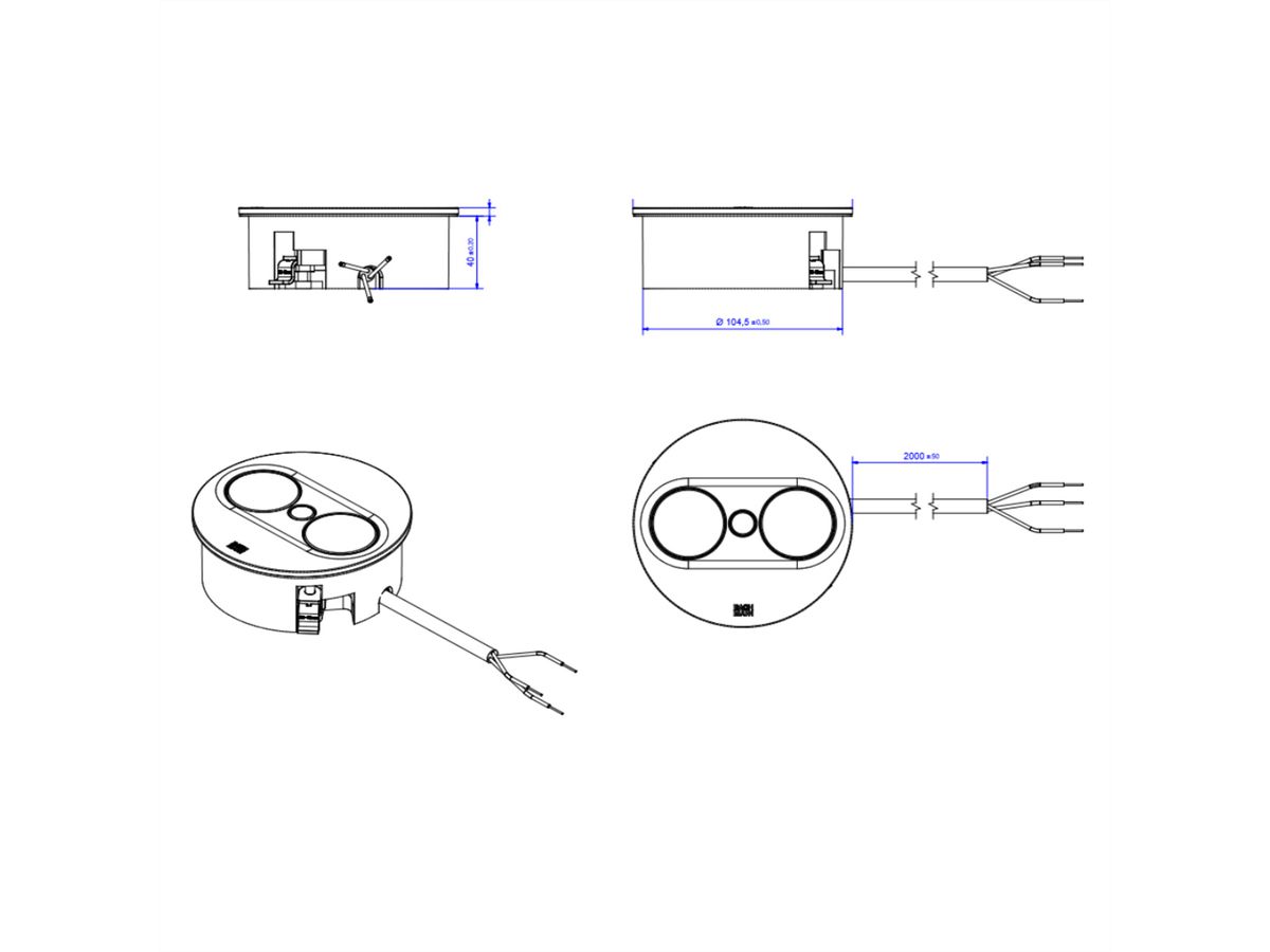 BACHMANN TWIST 2 2xUTE 2,0m AEH RAL9010 30GE rund