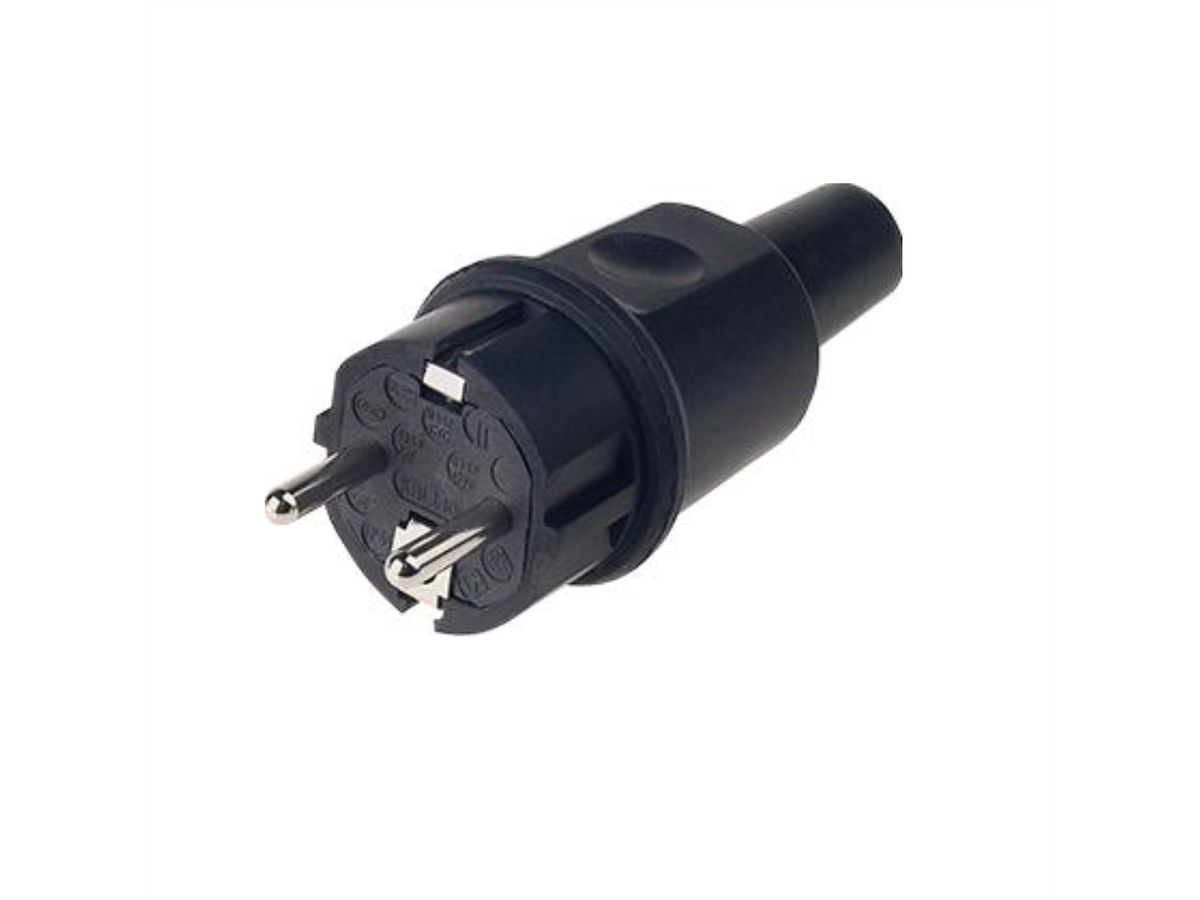 BACHMANN Vollgummi Stecker, deutsch-franz. System, IP44, schwarz