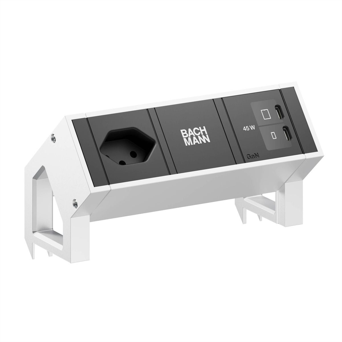 BACHMANN DESK2 1xCH 90° 1xUSB C/C 45W, L=0,2m INOX