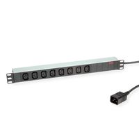 ROLINE 19-Zoll-Steckdosenleiste 8fach C13 + C20-Stecker, silberfarben, 2 m