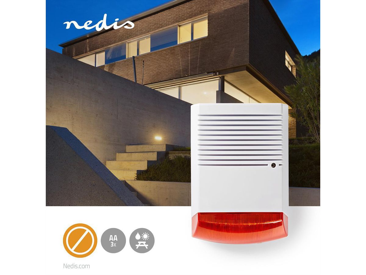 Nedis Dummy Sicherheits Sirene, IP44, Weiss