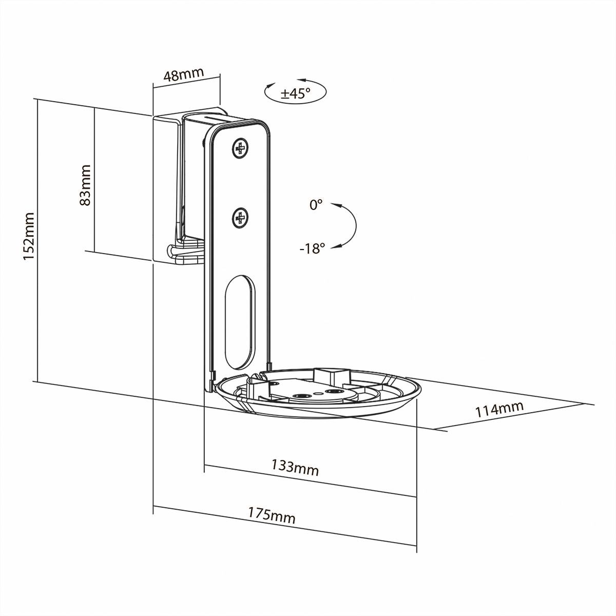 Nedis Lautsprecher-Wandhalterung für Sonos Era100 schwarz, Wand, 3 kg, neig- und drehbar